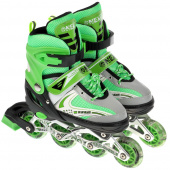 Ролики NEXT р. 34-37 раздв PVC алюм рама перед кол со светом  в сумке *6 C28004-34-37-GREEN АКЦИЯ!!!