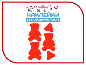 Набор наклеек световозвращающих "Мишки", 100х85 мм, красный, COVA