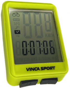 Компьютер беспроводной, 12 функций, lime/black, инд.уп. Vinca Sport