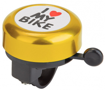 Велосипедный звонок модель 45AE-02 "I love my bike"  алюминий/пластик, чёрно-золотистый арт.210139
