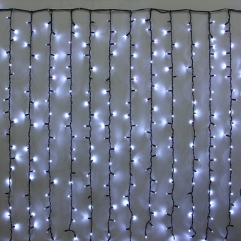 Гирлянда для улицы ЗАНАВЕС "Мерцание" ш3* в2,5 м 480 ламп LED, черный провод, IP-65,Белый  (возможно фото