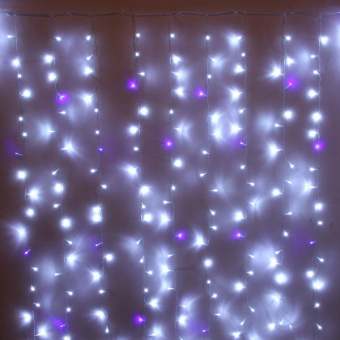 Гирлянда для улицы ЗАНАВЕС "Мерцание" ш2* в3,0 м 480 ламп LED, прозрач.пров,1 реж.,IP-54, Белый, син фото