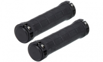Ручки руля  полимерная, L 127mm x ф 22,2mm, чёрн., Al клампы цв.черный   HL-G201-BK