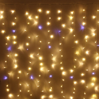 Гирлянда для улицы ЗАНАВЕС "Мерцание" ш2* в3,0 м 480 ламп LED, прозрач.пров,1 реж.,IP-54, Теплый бел фото
