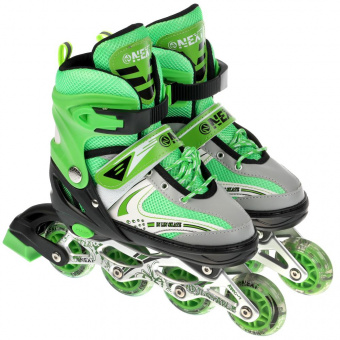 Ролики NEXT р. 34-37 раздв PVC алюм рама перед кол со светом  в сумке *6 C28004-34-37-GREEN АКЦИЯ!!! фото