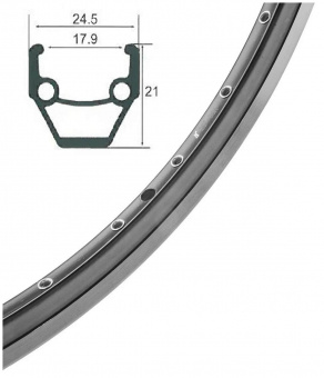 Обод 27.5" HLQC-02AB 14Gх36Н двойной фрезерованный, алюминиевый черный, арт. 330138